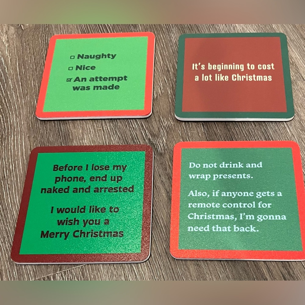 Cute Cork Christmas Coasters- Set of 4- NWT